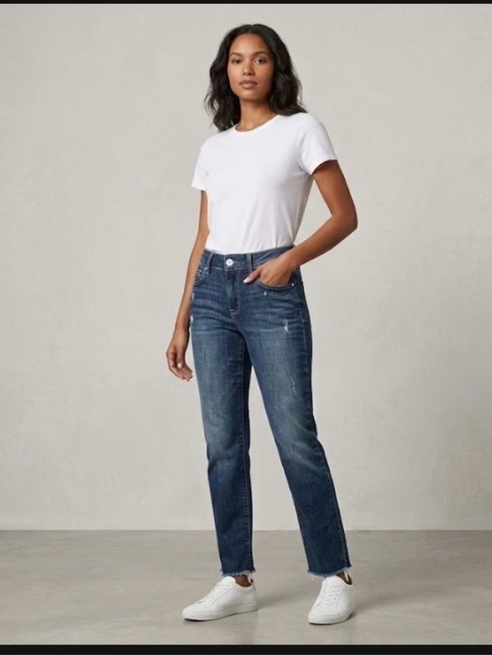 PAIGE Straight Leg Jeans in Dark Blue Wash 856